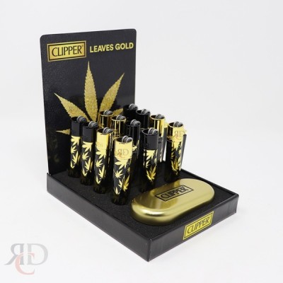 CLIPPER LIGHTER  FULL METAL GOLD LEAVES RCL57 12CT/PACK